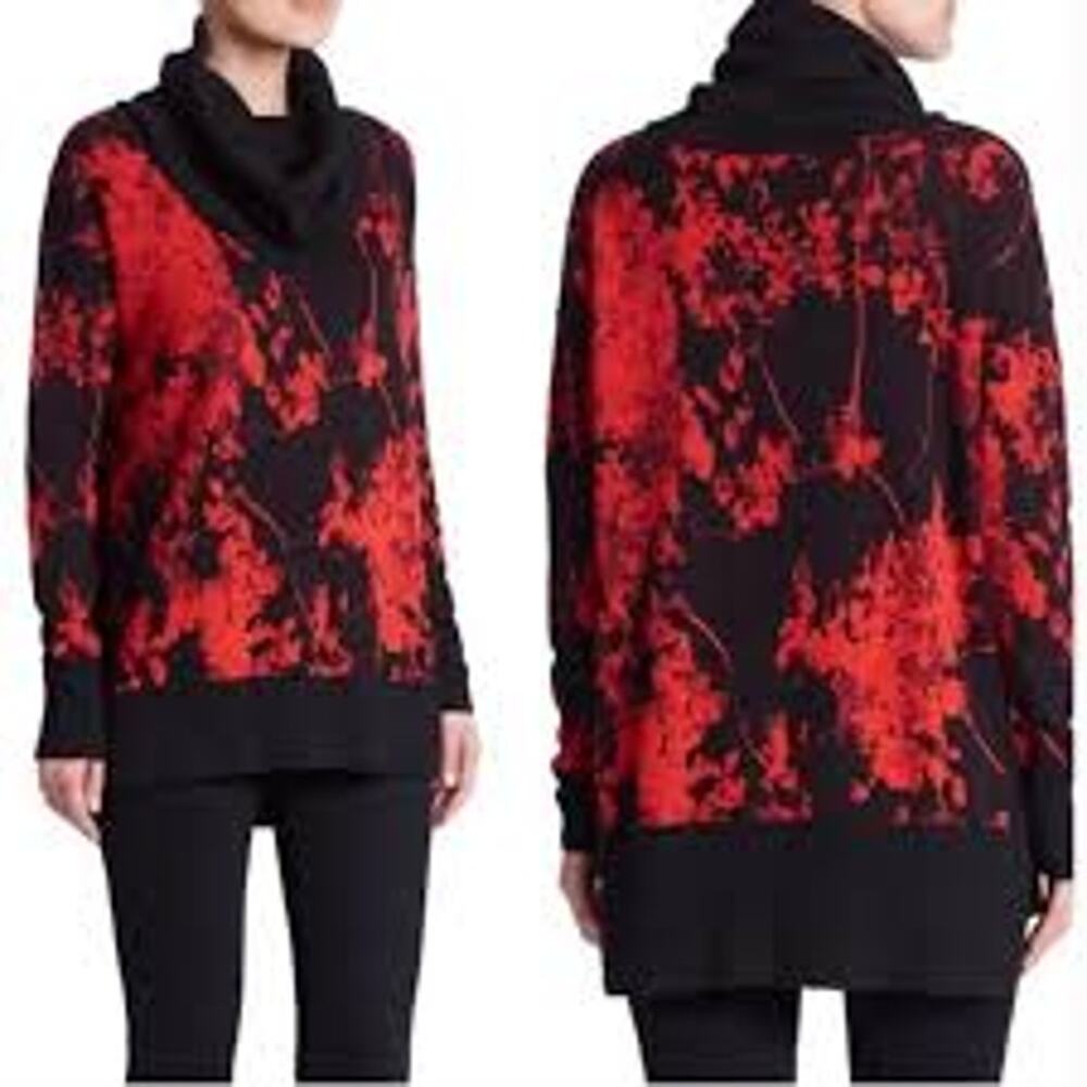 Diane von Furstenberg Merino Wool Floral Sweater Cowl Neck Bold Artsy Women XS